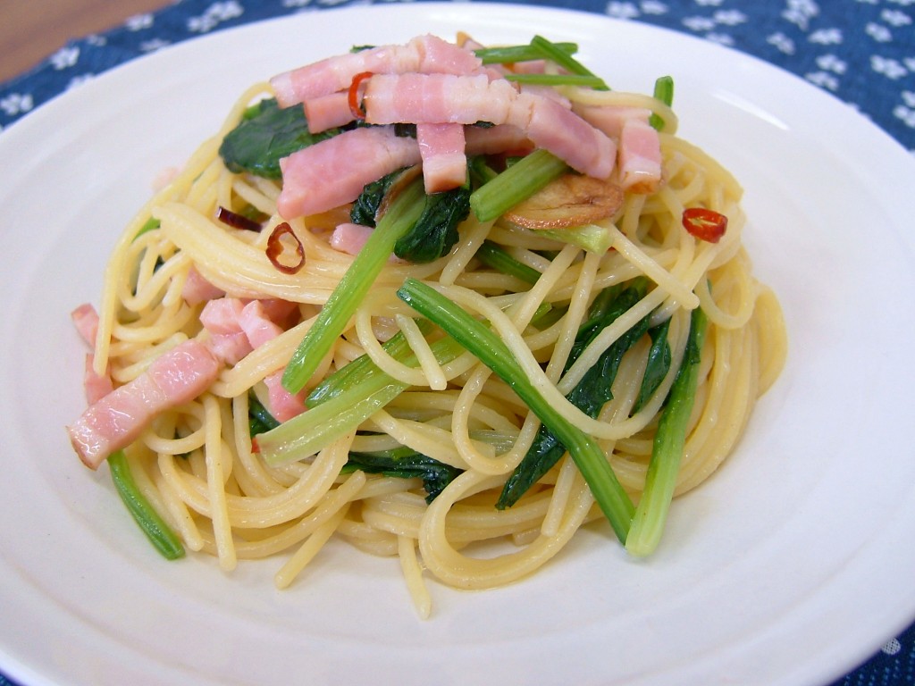 ほうれんそう入り魚醤ペペロンチーノ