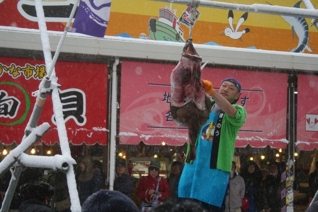 あんこう吊るし切り